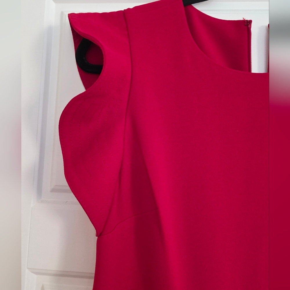 Calvin Klein Red Ruffle-Sleeve Jumpsuit - Picture 6 of 6